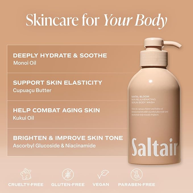 Saltair Body Wash Variety Pack – Signature Scents: Santal Bloom & Pink Beach – Moisturizing Body Wash – Scented Shower Gel for Women and Men – 2x 17oz – Paraben & Cruelty-Free
