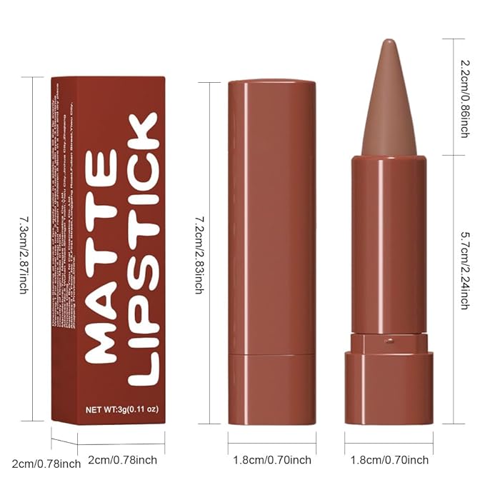 JUAAZIN Warm Brown Gradient Matte Lip Liner Pencil Crayon for Women - Waterproof Smudge-Proof Kissproof Long-Wear Lip Pencil, Flawless Contour Ombre Effect Lip Crayon, Creamy Pigmented Lip Liner 01#