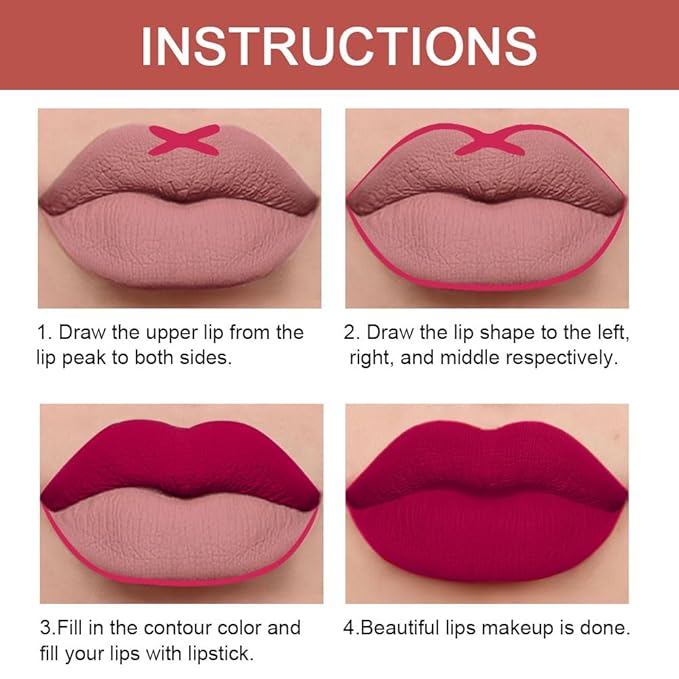 evpct 1Pcs Plum Red Matte Lip Liner & Lipstick Set Kit for Women - Long Lasting, Waterproof, 24 Hour Lipstick & Lip Liners Combo