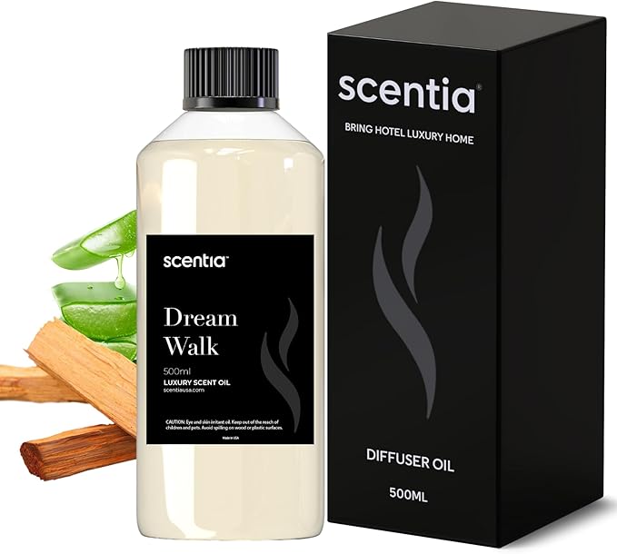 Scentia Dream Walk Diffuser Oil for HVAC Scent Machine – Hotel Fragrance Inspired by 5-Star Spa Resort – 500 mL – White Tea, Cedarwood & Amber Oil for Commercial & Cold Air Diffusers, Made in USA