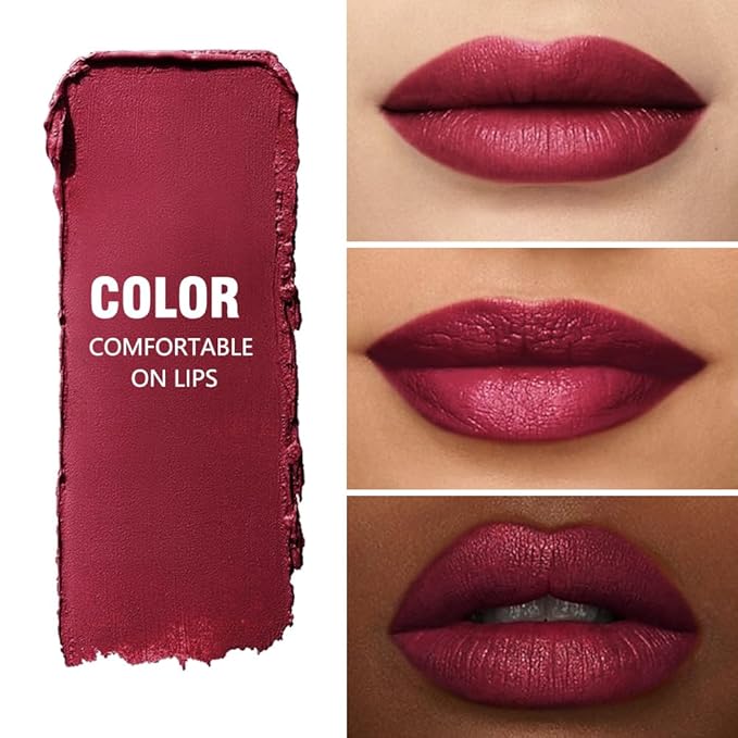 QIDSTERS Matte Lipstick Crayon Set for Women, Cherry Red 24 Hour Lipstick Lip Liner Pencil, Neutral Lip Stick Lipliner Long Lasting Waterproof Smudge Proof, Vegan & Cruelty-Free, 06