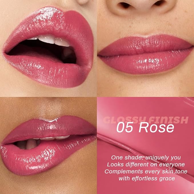 evpct Rose Honey Lipstick Tinted Lip Balm, Moisturizing Tinted Lip Oil Stick Lipstick for Older Women, Sheer Lightweight Hydrating Nourishing Shine Tinted Lip Balm Color Gloss Tint Stain, 05 Rose