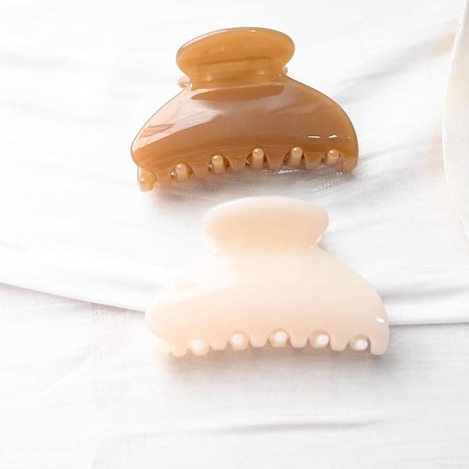Prettyou Handmade Celluloid Acetate French Design Barrettes Tortoise Shell Claws Hair Claw Luxury Fashion Accessories Hair Clip for Women (cream white)
