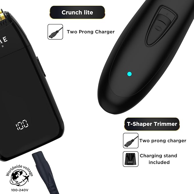 Supreme Trimmer 2-in-1 DLC T-Shaper Beard & Hair Trimmer + Crunch Lite Foil Shaver | Barber-Grade Precision & Travel Kit | Cordless Beard Grooming Set