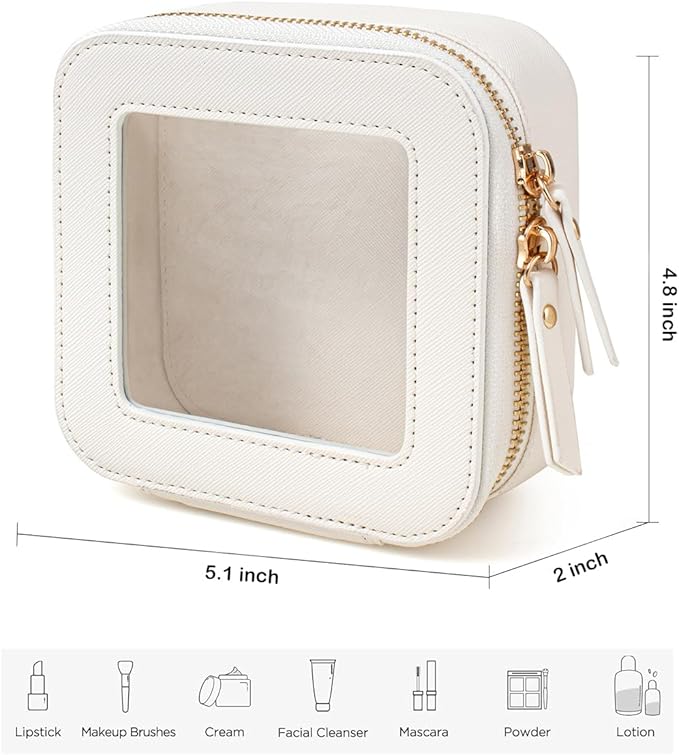 FFpaw Small Clear Makeup Bag, Mini Makeup Pouch TSA Approved Toiletry Bag for Women Travel Makeup Bag Cute Clear Cosmetic Bag Waterproof Make Up Bag Organizer for Car Essentials