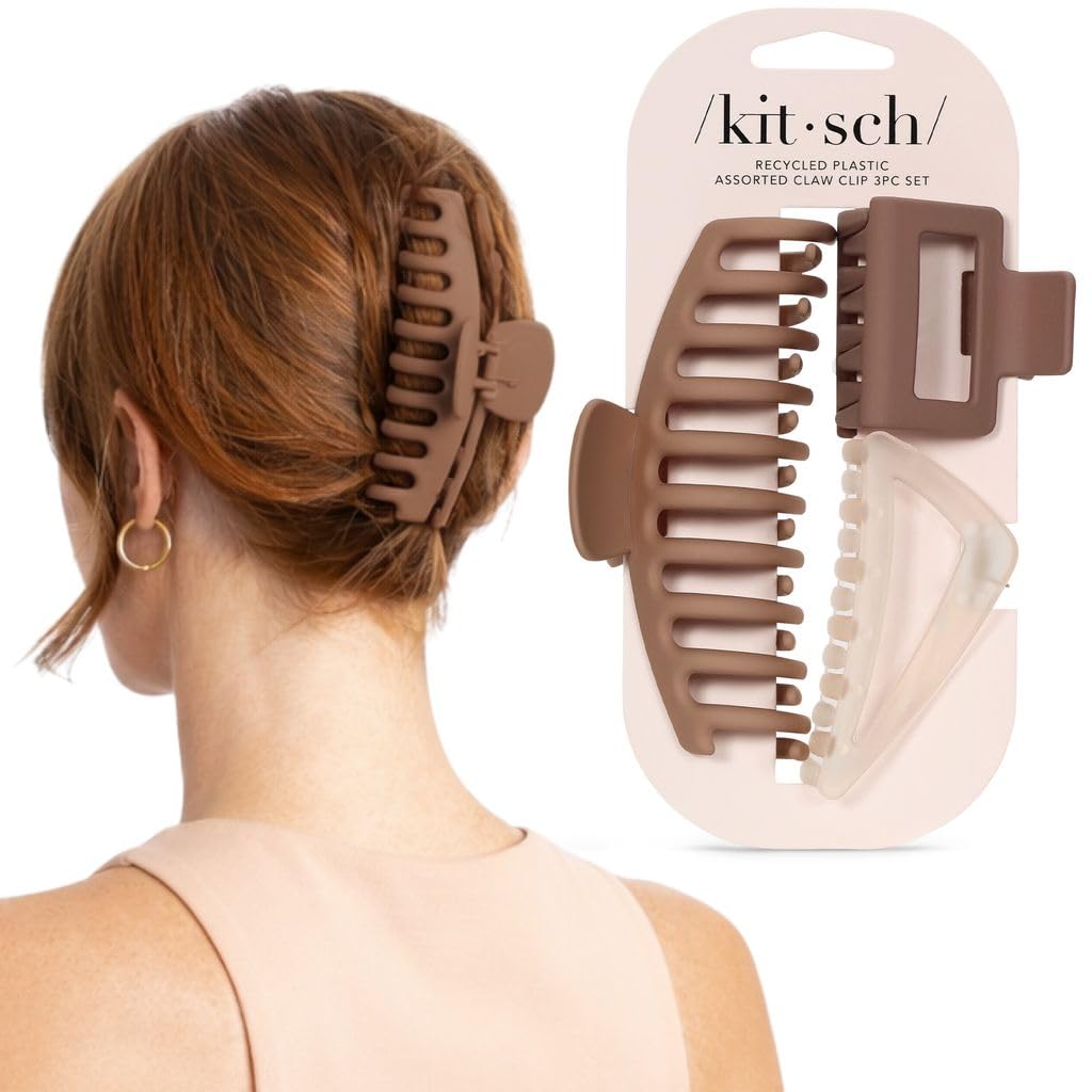 Kitsch Assorted Hair Clips for Women - For All Hair Types, 3pcs