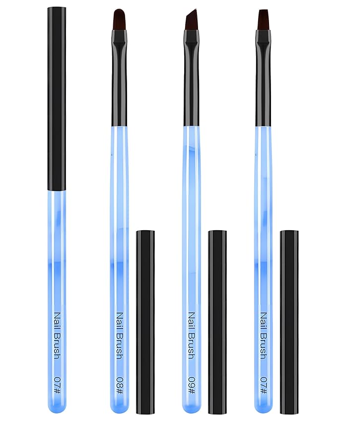 AMilHiTon 3PCS Nail Polish Clean Up Brush, Round/Flat/Angled, Marble Blue