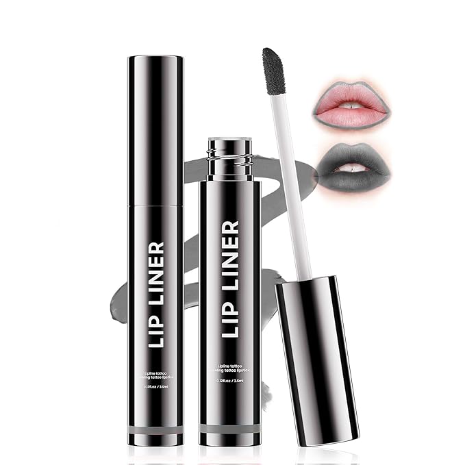 Anguishil Peel Off Lip Liner Tattoo, Lip Stain Long Lasting Waterproof Transfer Proof for Women & Girls, Enhancing Complexion, Stocking Stuffers for Teen Girls (Black)