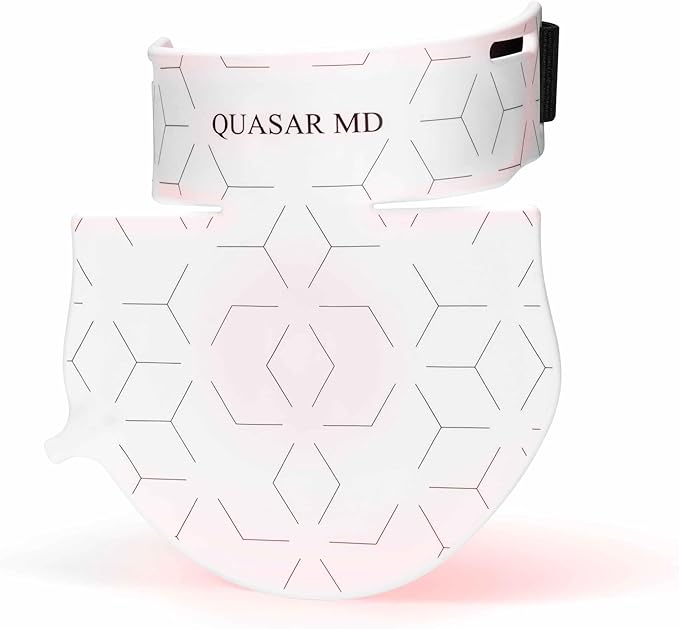 Quasar MD Neck & Décolleté Firming Beauty Device – LED Light Therapy Skin Tone and Texture Enhancement, 630nm and 830nm Dual Wavelengths Emission LED Device, Liquid Silicone