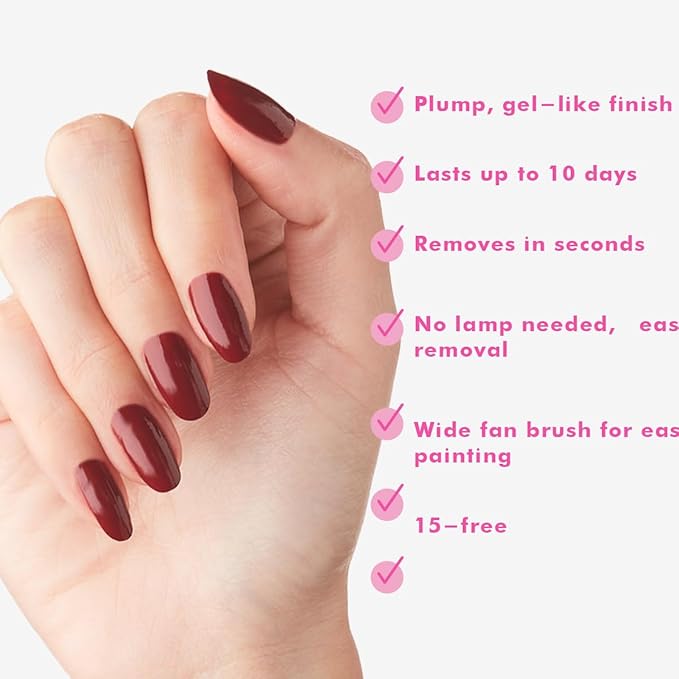 Olive & June Long Lasting Nail Polish | Plump Gel-Like Finish No Lamp Needed | Lasts up to 10 days | Salon-Quality 15-Free Vegan & Cruelty-Free Chip-Resistant | Cozy Up Brick Red