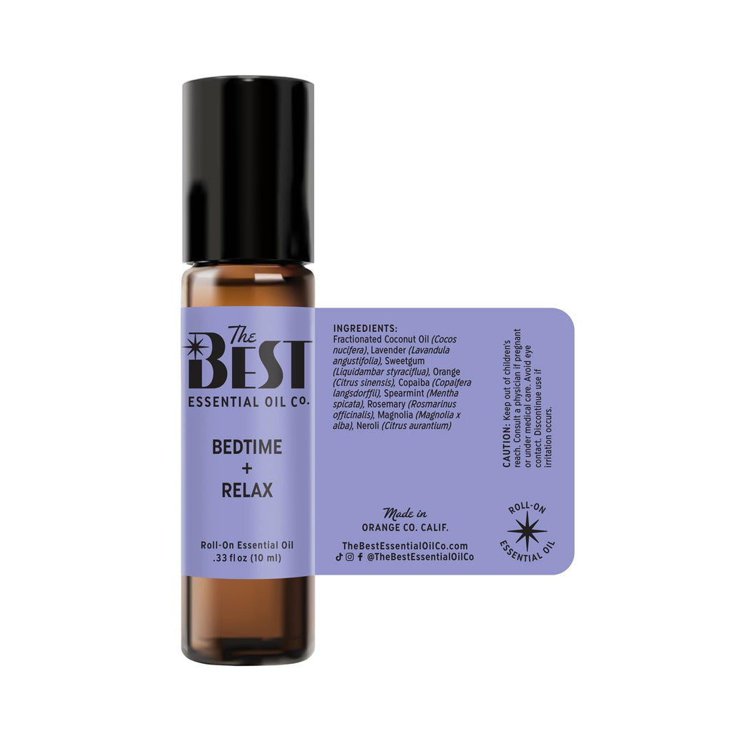 The Best Bedtime + Relax Essential Oil Roll-On Blend- Premium Grade- Pre-Diluted in Coconut Oil- Ready to Use- 10 ml (.33 fl oz)