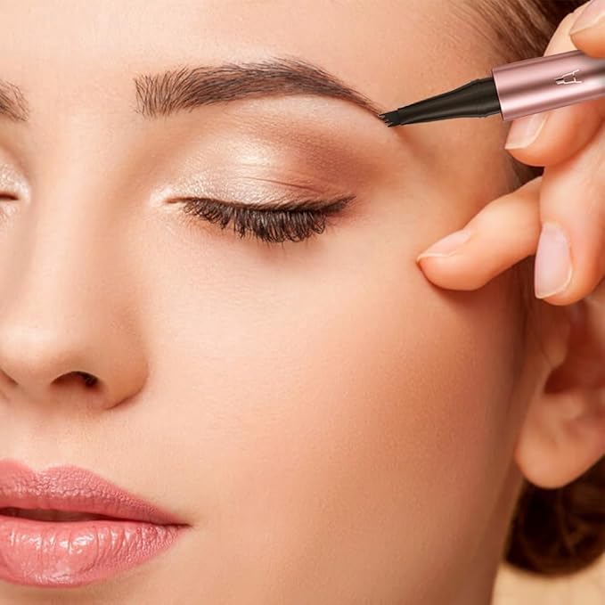 2025 Premium Microblading Eyebrow Pen, Waterproof Eyebrow Pencil, Eye Brow Pen with 4 Tip, Natural Magic Eyebrow Makeup Fine Stroke Contouring Pencil Long-Lasting Stay on All Day (Black)