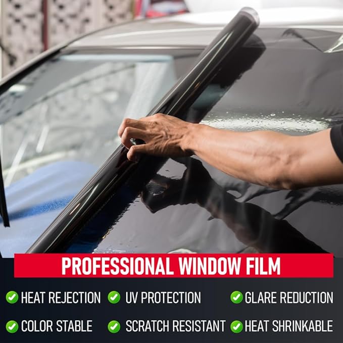United Window Tint 20Inch x 100Ft 2Ply Carbon Film with 35% VLT - Privacy Window Tint for Cars, Home -Blocks UV/IR Rays, Reduce Heat & Glare - Adhesive Film with Lifetime Color Stability