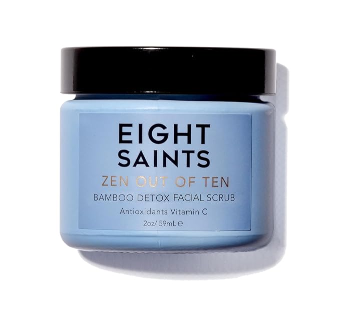 Eight Saints Zen Out Of Ten Bamboo Detox Face Scrub Exfoliator, Daily Exfoliating Facial Scrub With Bamboo Fibers to Unclog Pores, Blackheads, Blemishes, and Dull Skin, with Vitamin C & Aloe Vera, 2oz