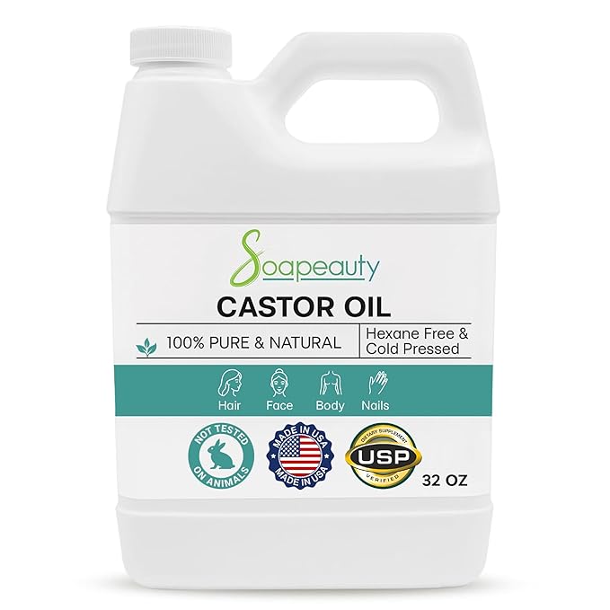 Cold Pressed Castor Oil 100% Pure Natural USP Grade Skin Hair 32 fl oz