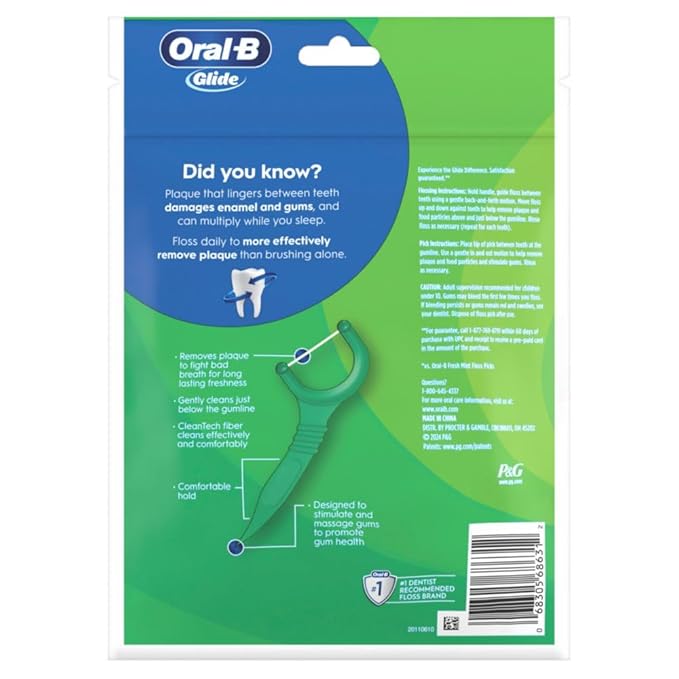 Oral-B Glide Mint Dental Floss Picks with Long Lasting Scope Flavor, 75 Count, Pack of 3