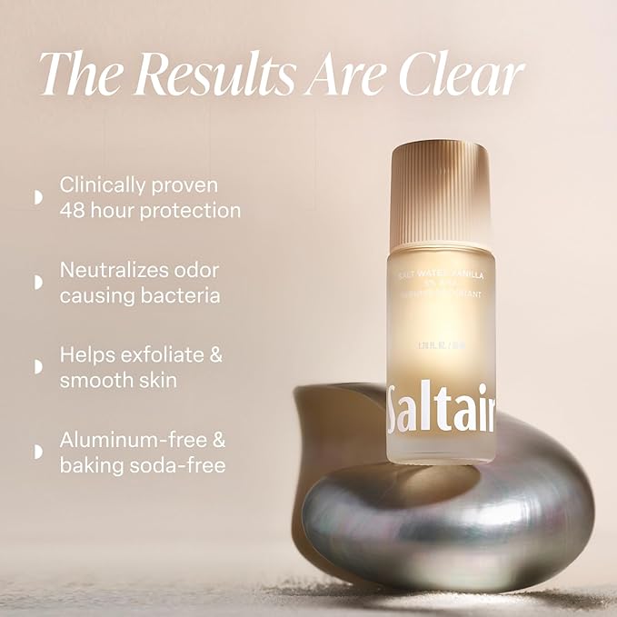 Saltair Serum Deodorant 2 Pack – Salt Water Vanilla Scent – 5% AHA – Aluminum-Free Odor Control for Women & Men – Mandelic Acid Deodorant with Lactic Acid – 2x 1.7oz Travel Roll On
