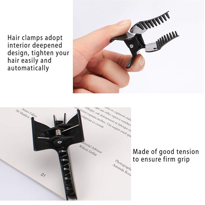 Ondder 48 Pcs Black Butterfly Hair Clips for Styling and Sectioning - Pro Claws Clamps for Cutting, Coloring - Hair Accessories for Women Girls