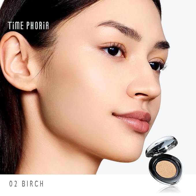 TIMEPHORIA Timeless Lumina Matte Cover Cushion Foundation -02 Birch, Full Coverage Air Cushion, Lightweight & Natural Flawless Matte Finish, 12H Oil Control, Long-Lasting, Waterproof, Sweatproof