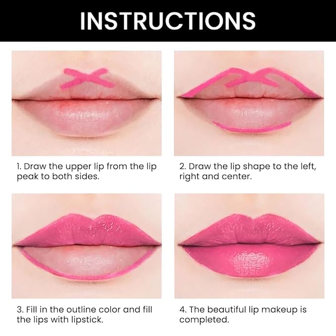 evpct 2in1 Hot Pink Lipstick Lip Liner Dual Ended Moisturizing Lipstick 44#