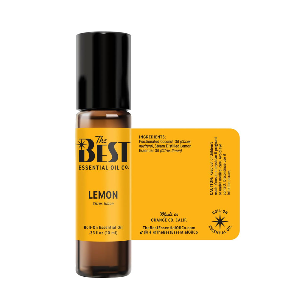 The Best Lemon Essential Oil Roll-On- Premium Grade- Pre-Diluted in Coconut Oil- Ready to Use- 10 ml (.33 fl oz)