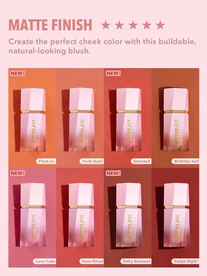 SHEGLAM Color Bloom Liquid Blush Makeup for Cheeks Matte Finish-Love Cake