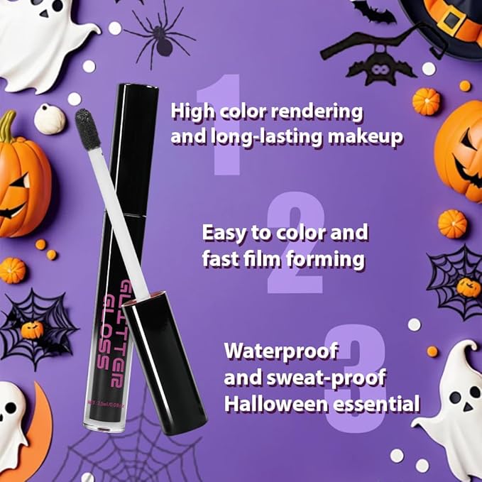 CAKAILA Gray Black Metallic Lipstick for Women,Glitter Sparkling Liquid Lipstick,Long Lasting Waterproof Lightweight Comfortable Non-Drying Bold Dark Lip Gloss for Gothic Stage Makeup,Vegan