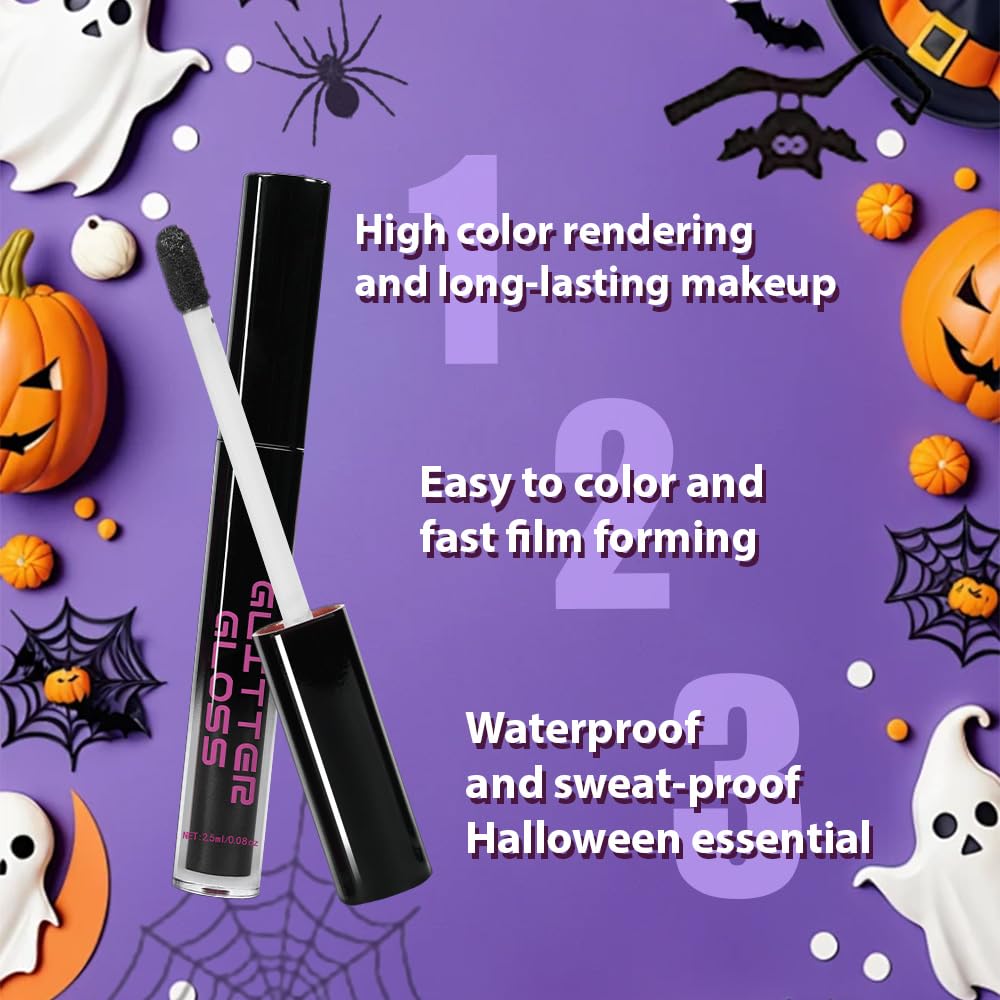 CAKAILA Gray Black Metallic Lipstick for Women,Glitter Sparkling Liquid Lipstick,Long Lasting Waterproof Lightweight Comfortable Non-Drying Bold Dark Lip Gloss for Gothic Stage Makeup,Vegan