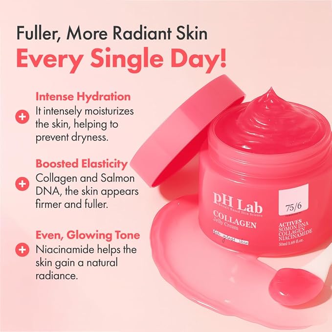 PhLab Collagen Jelly Cream, Boosts Skin Elasticity, Provides Glowing, Hydrating and Plump with Salmon DNA, 1.69 Fl Oz
