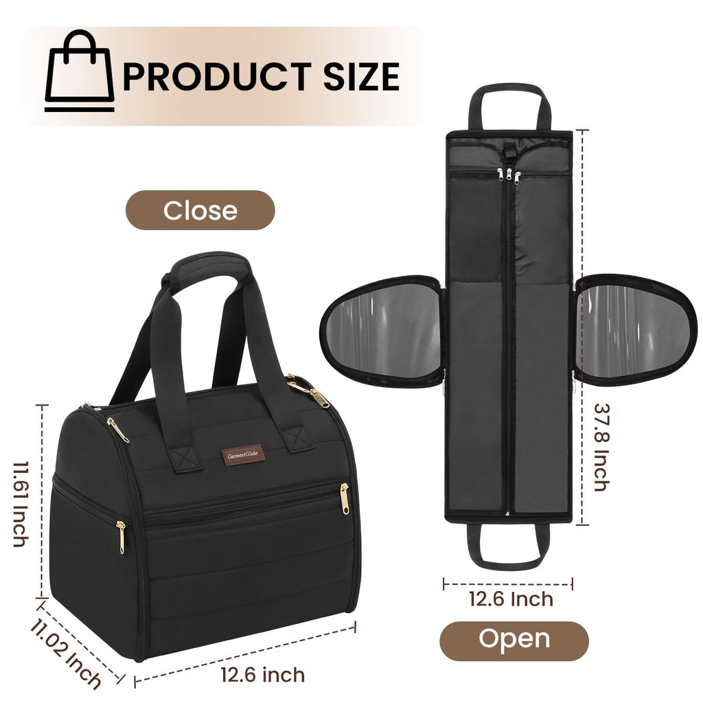 Wig Storage Bag Holds 3 Wigs Hair Tools Travel Bag Full-Open Breathable Organizer Case for Clips, Hair Dryer, Flat Curling Iron Brushes,Cosmetic Toiletry Tote Christmas Gift for Women Stylist
