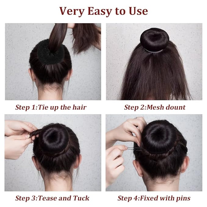 TsMADDTs Dount Bun Maker, Black Hair Bun Maker for Ballet, Dance, Durable