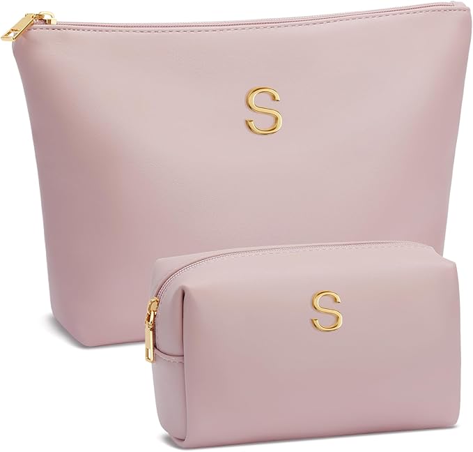 CLOUDWINGS Gifts for Women Girls Personalized Initial Travel Makeup Bag