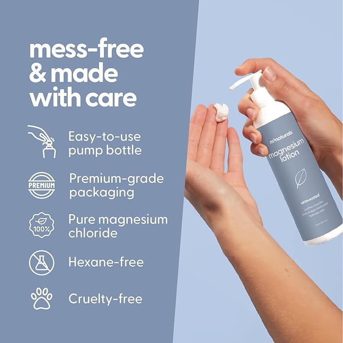 Unscented Magnesium Lotion for Sleep & Leg Cramps 8 fl oz by M3