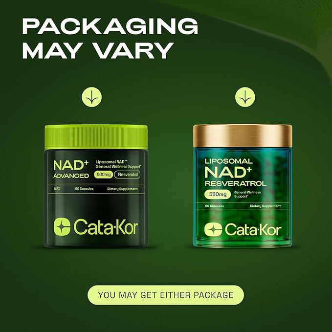 Cata-Kor Liposomal NAD Supplement with Resveratrol – NMN Supplement Alternative – 60-Day Supply – Third-Party Tested – 120 Capsules – Advanced NAD+ Resveratrol -Pack of 2