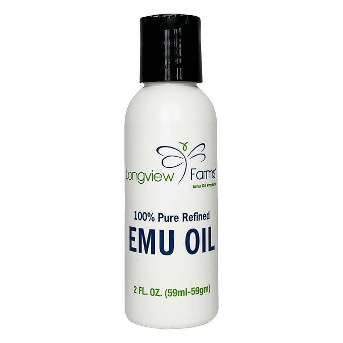 Longview Farms® Emu Oil - Hair and Body - 100% Pure & Refined Emu Oil for Skin & Hair Care | Premium Quality Hydration | 2 Fl. Oz