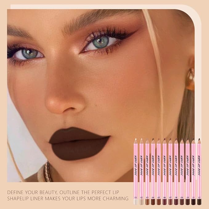 Hxssll 12Pcs Matte Lipstick Crayon Lip Liner pencil Set, Creamy & Hydrating Matte Lip Pencil, Smudge-Proof, Long-Wear Waterproof Lipstick Liner to Create Perfect Lip Makeup (12pcs) Set #01