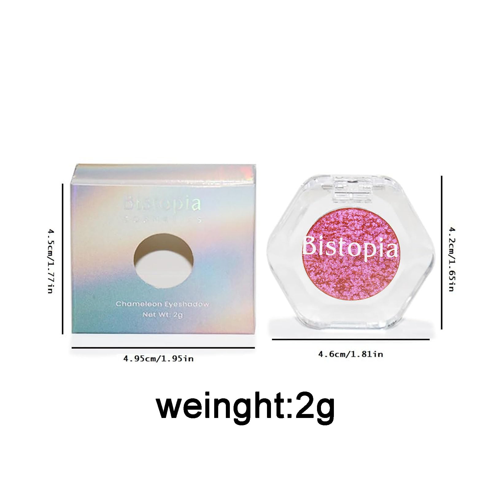 Bistopia Holographic Glitter Single Eyeshadow, Pearlescent Shimmer Metallic Cream Powder Eye Makeup, Blendable Long Lasting Waterproof, Multi-Use Face Highlighter, 2g (Oriel)