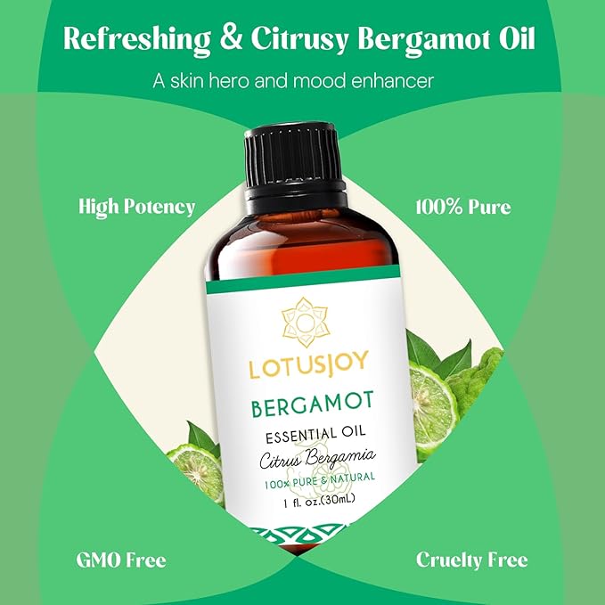 LOTUSJOY Citrus Bergamot Essential Oil for Diffuser, Skin, Hand Soap, 1 Oz