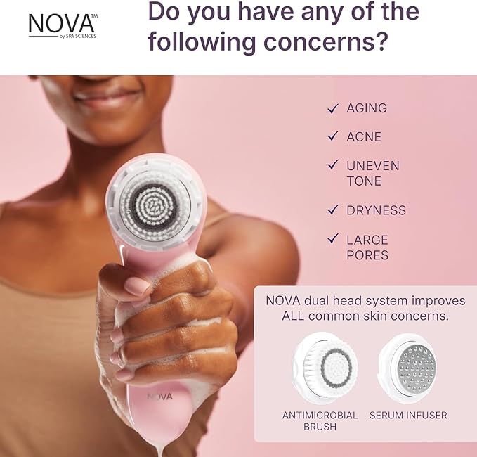 Spa Sciences NOVA - Sonic Cleansing Face Brush & Infusion System - Pink