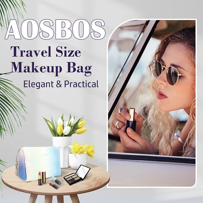 Aosbos Small Makeup Pouch, Travel Cosmetic Bags for Women,Travel Pouch
