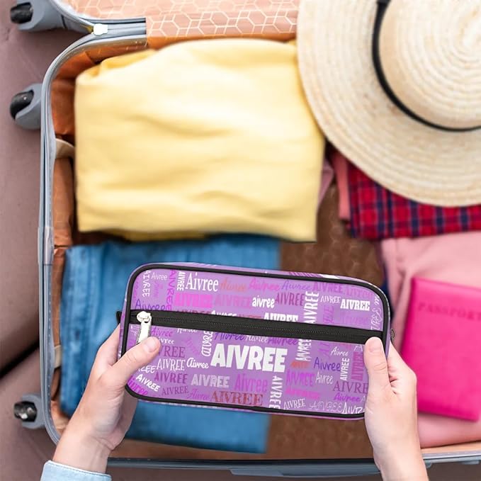 KFNHN Personalized Name Toiletry Bag, Orchid Purple Color, Colorful Names