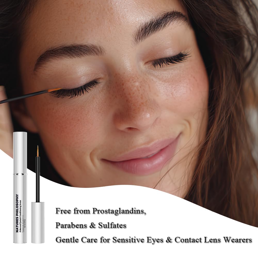NP NATURES PHILOSOPHY Lash & Brow Conditioning Serum, Multi-Purpose Eye Makeup Base, Prostaglandin-Free Eyelash, Hypoallergenic Repair for Sensitive Dry Eyes, Contact Lens Safe, 3ml