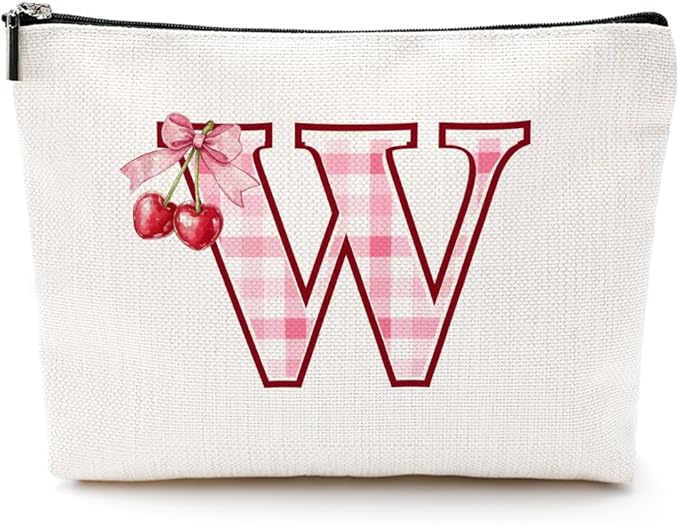 CQM Cherry Bag Initial W Makeup Bag Cherry Gifts for Women Cosmetic Bags