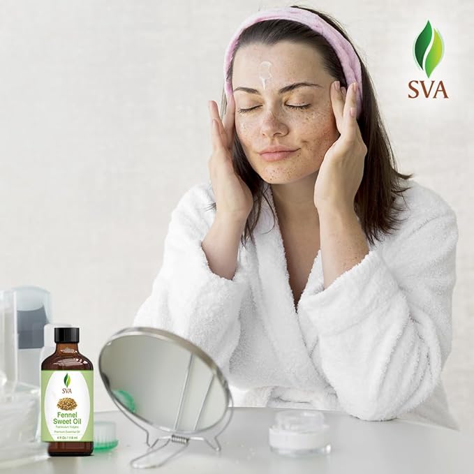 SVA Sweet Fennel Essential Oil, Glass Bottle with Dropper, 4 Fl Oz (118 ml)
