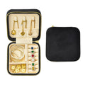 TAIMY Travel Jewelry Case, Small Plush Velvet Jewelry Box for Women and Girls, Portable Jewelry holder organizer for Rings Earrings Necklaces Bracelets(Black)
