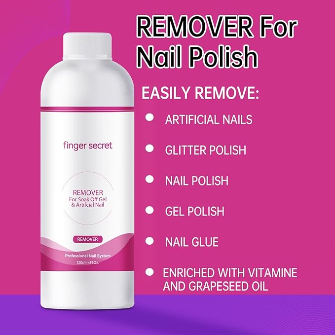 BEVINAS Nail Polish Remover Kit Nail Glue Remover & Nail Brush Cleaner Professional Nail Remover Quickly Clean Nail Brushes with Glass Cup Nail Cleaning pads for Nails
