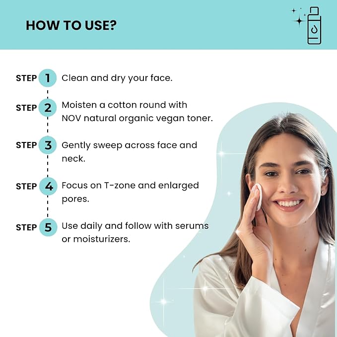 Nov Natural Organic Vegan Organic Toner | Skin Care, Face Moisturizer 6.76 Fl. Oz., Rose Water, Aloe Vera