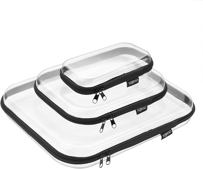 YQBRAO Clear Hard Shell Organizer Cases, 3-Pack, Black