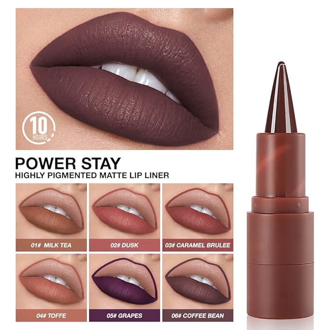 Deep Matte Crayon Lip Liner Lipstick Makeup, Precision Tip Matte Lip Crayon, Longwear Up To 24Hrs,Matt Lip Liner Make Up Smudge-Proof Lip Contour Waterproof for Women (Coffee Bean, Regular)