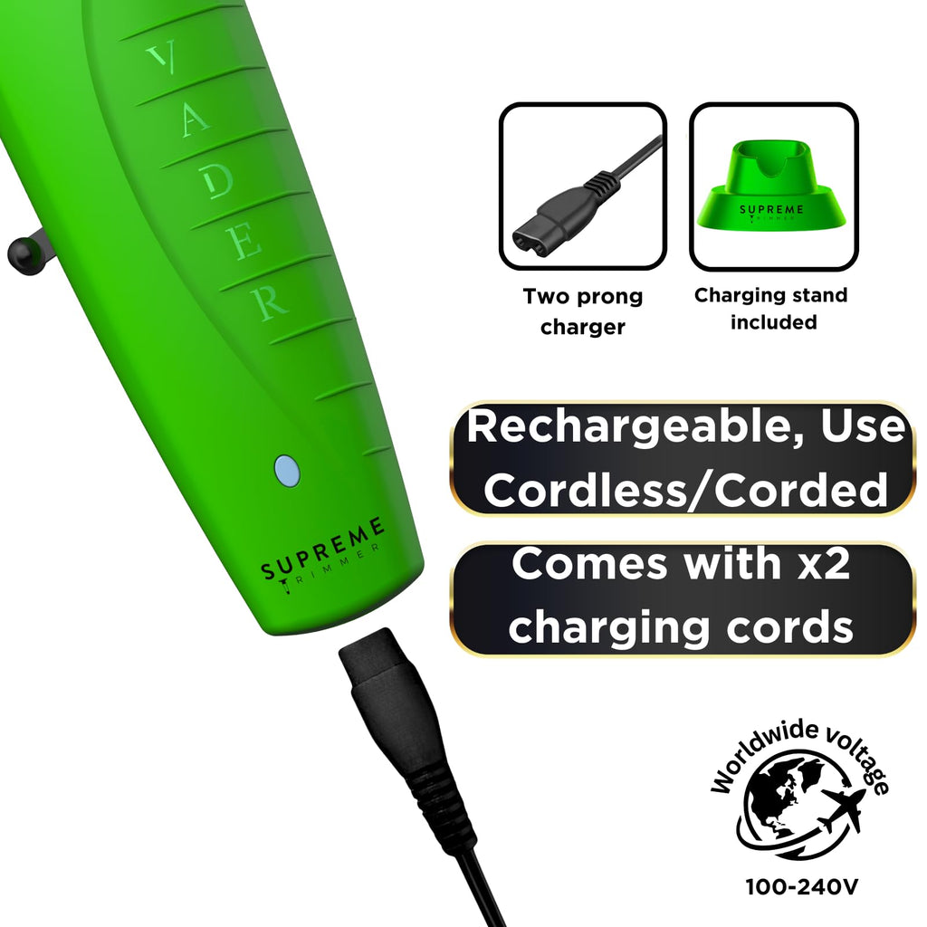 Supreme Trimmer Vader Clipper with DLC Taper Blade STC5098 | 210 Min Run Time 7500 RPM Hair Trimmer | Professional Brushless Motor Barber Clipper | Acid